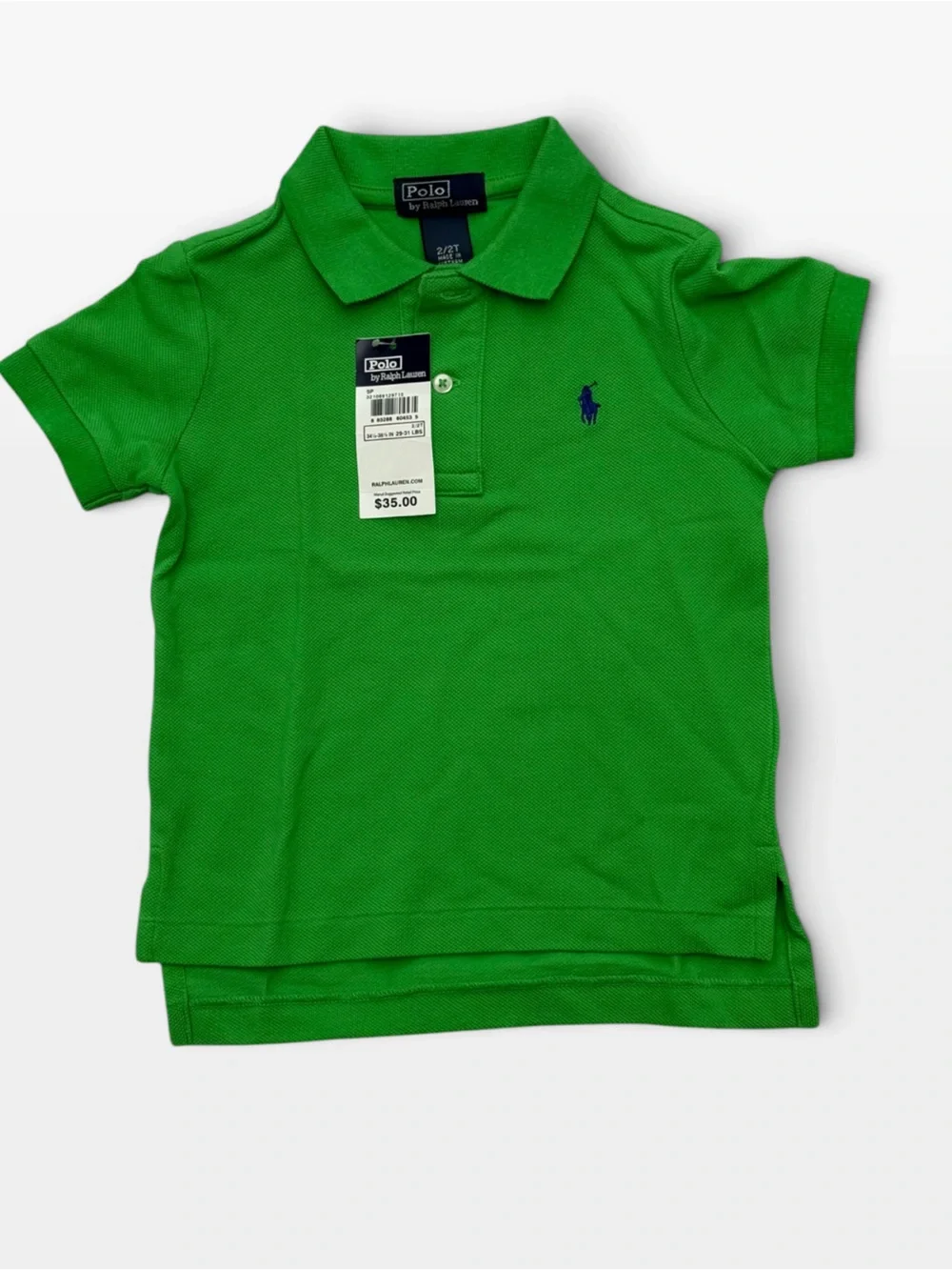 Polo Ralph Lauren Kelly Green Pique Polo Toddler 2T NWT Navy Pony $35 Retail
